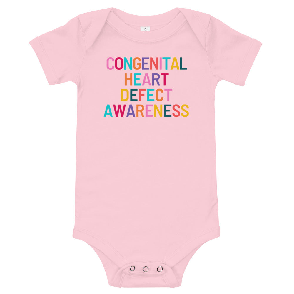 Colorful CHD Awareness - Baby short sleeve one piece