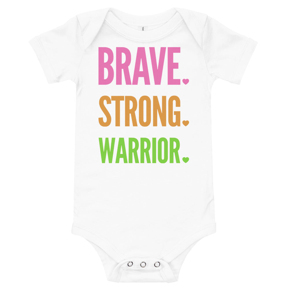 Brave. Strong. Warrior. - Baby short sleeve one piece