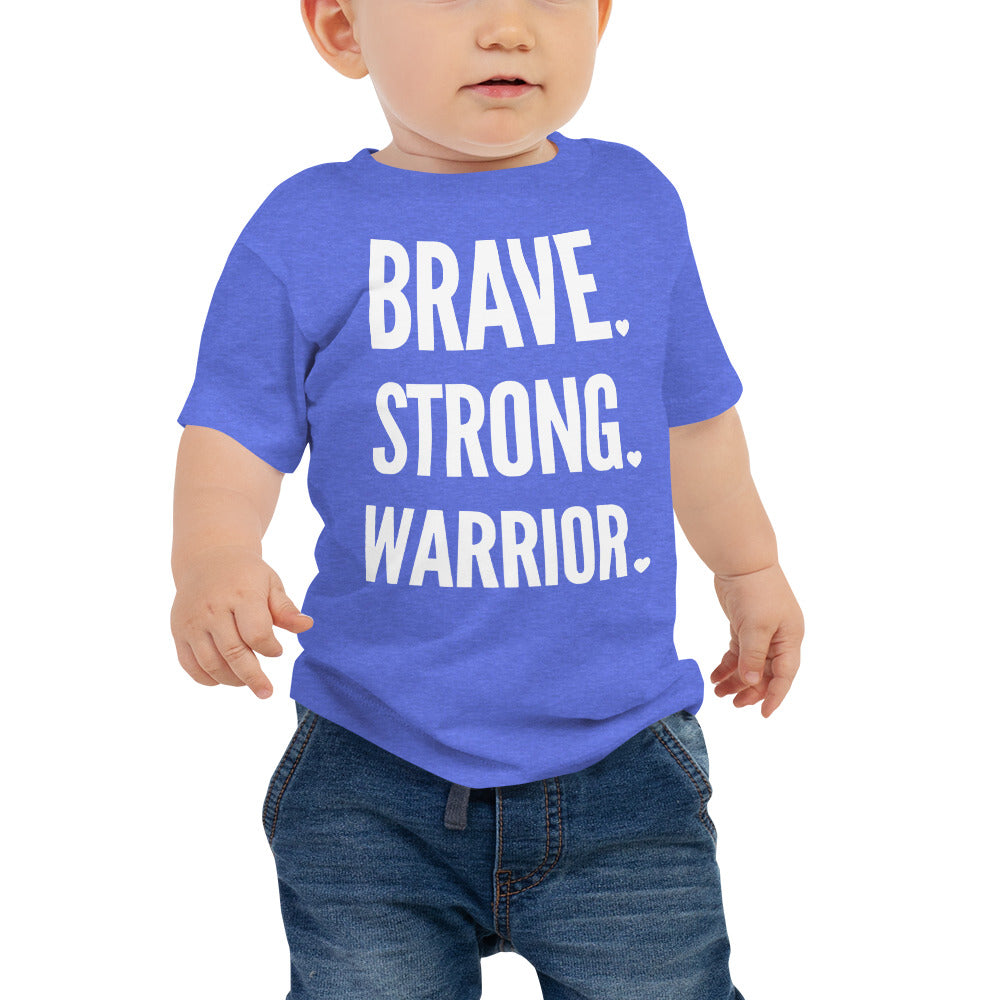 Brave. Strong. Warrior. White Text - Baby Jersey Short Sleeve Tee