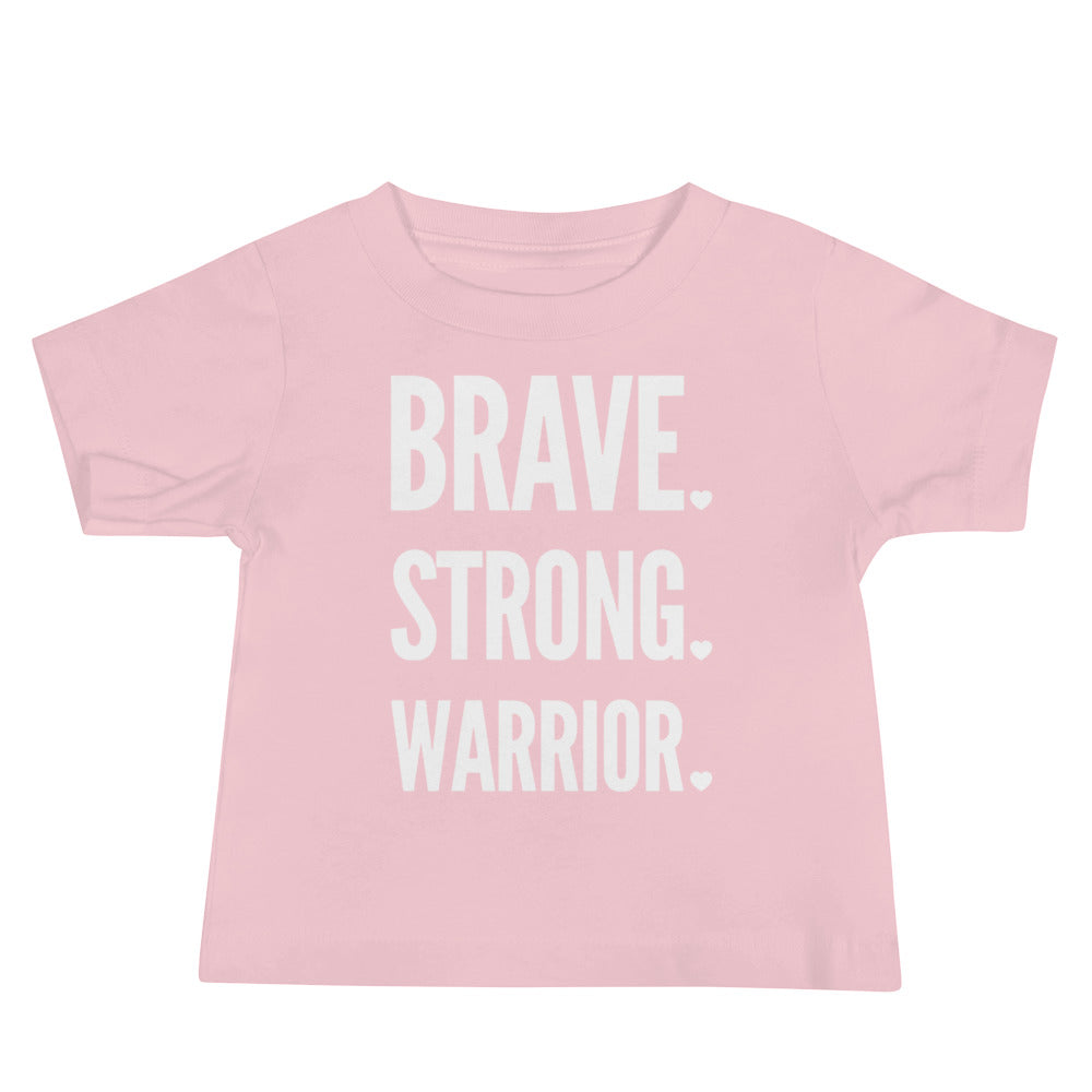 Brave. Strong. Warrior. White Text - Baby Jersey Short Sleeve Tee