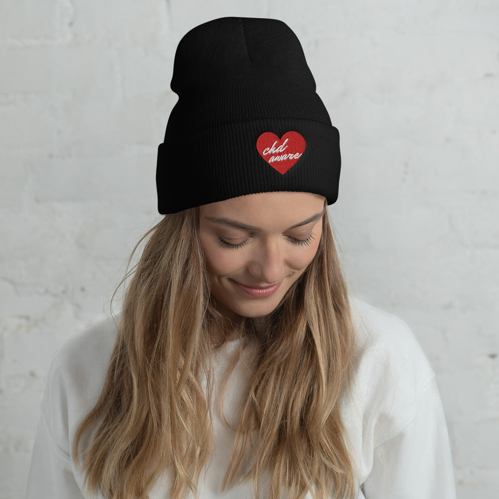 CHD Aware Heart Logo - Cuffed Beanie