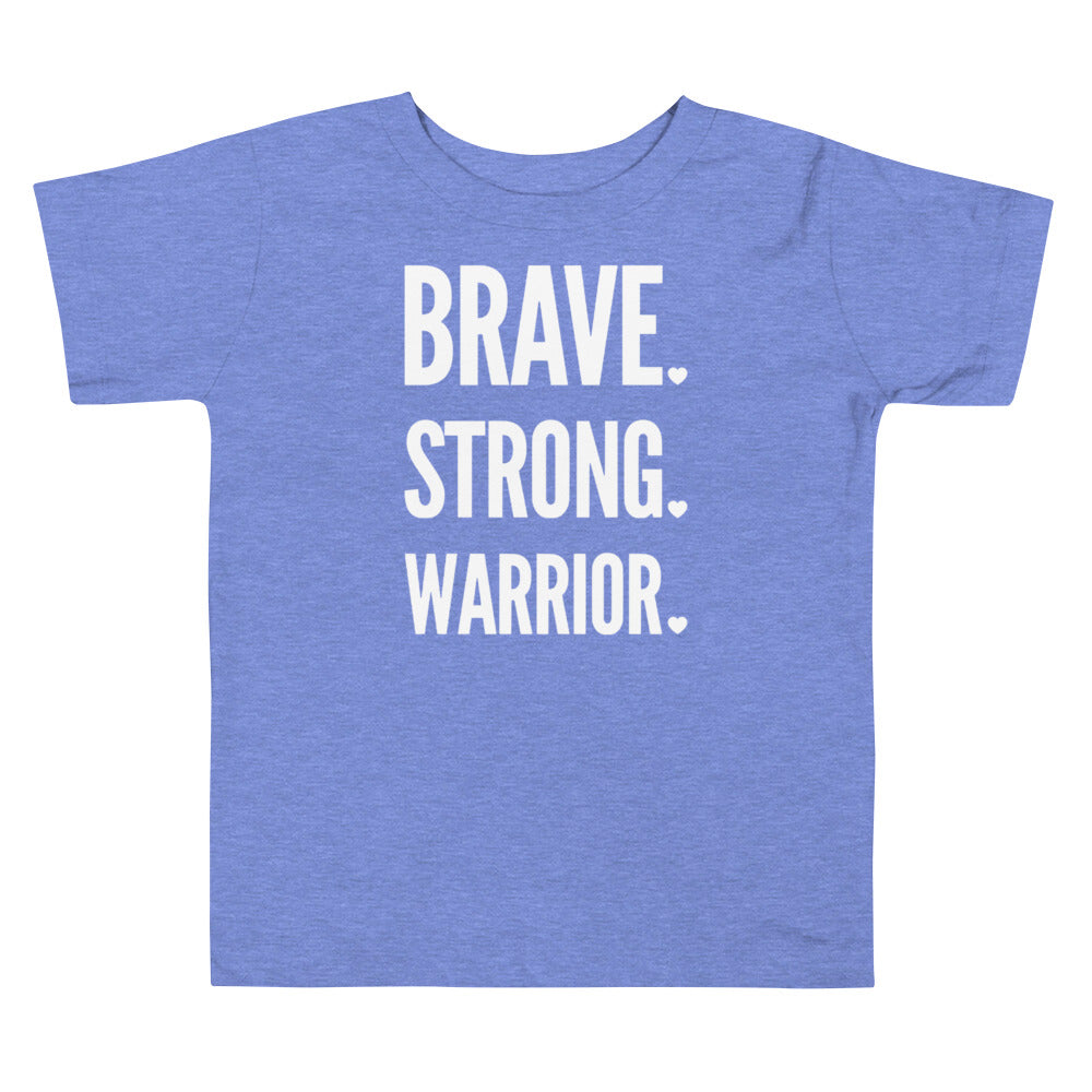 Brave. Strong. Warrior. White Text - Toddler Short Sleeve Tee