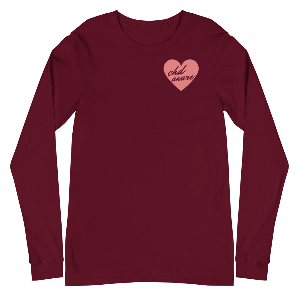 CHD Aware Heart Logo - Unisex Long Sleeve Tee