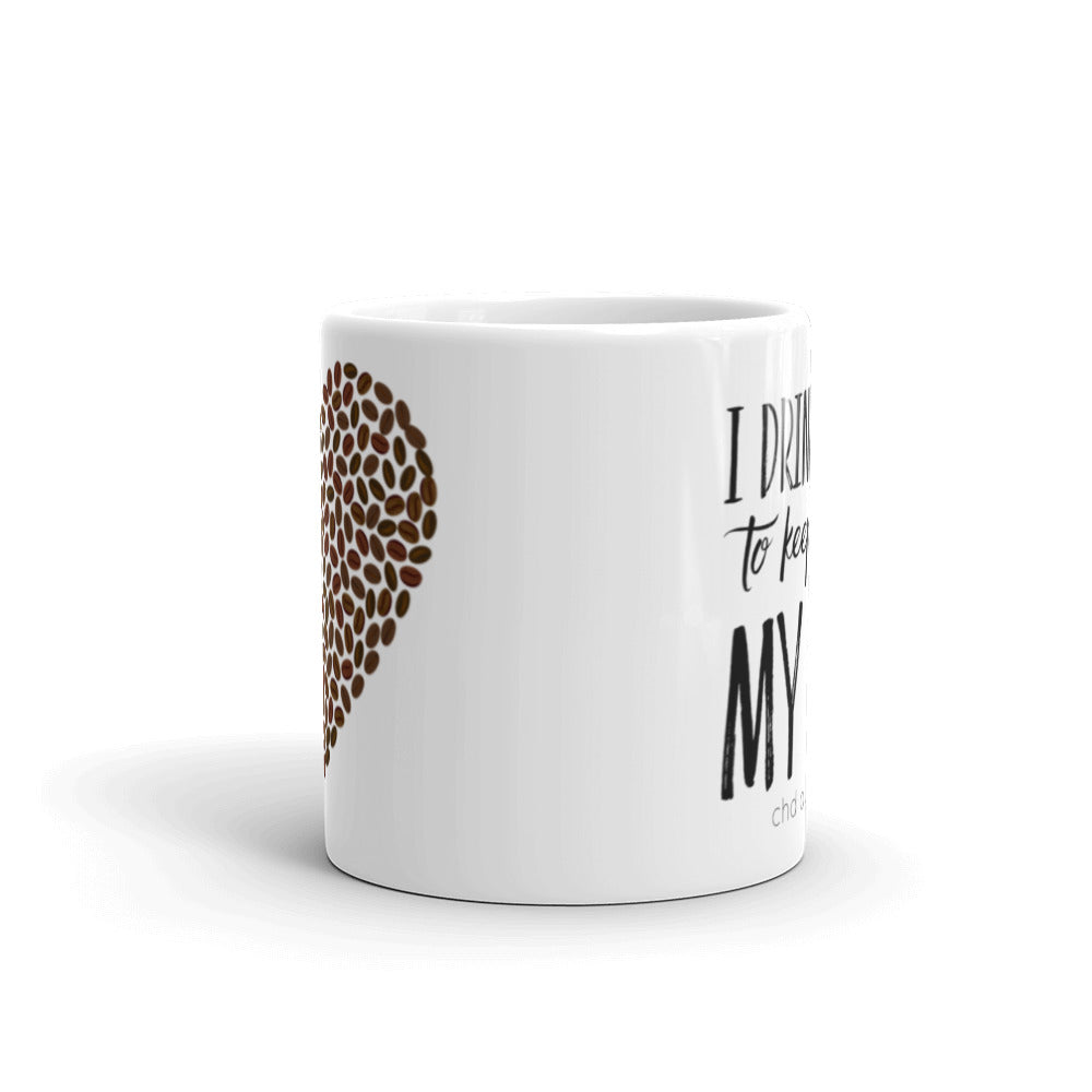 Coffee to Keep Up with My Heart Hero - White glossy mug