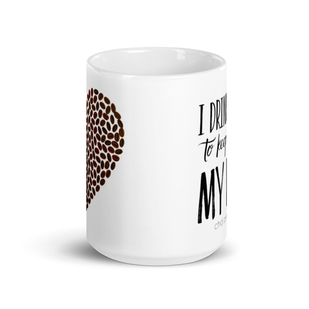 Coffee to Keep Up with My Heart Hero - White glossy mug