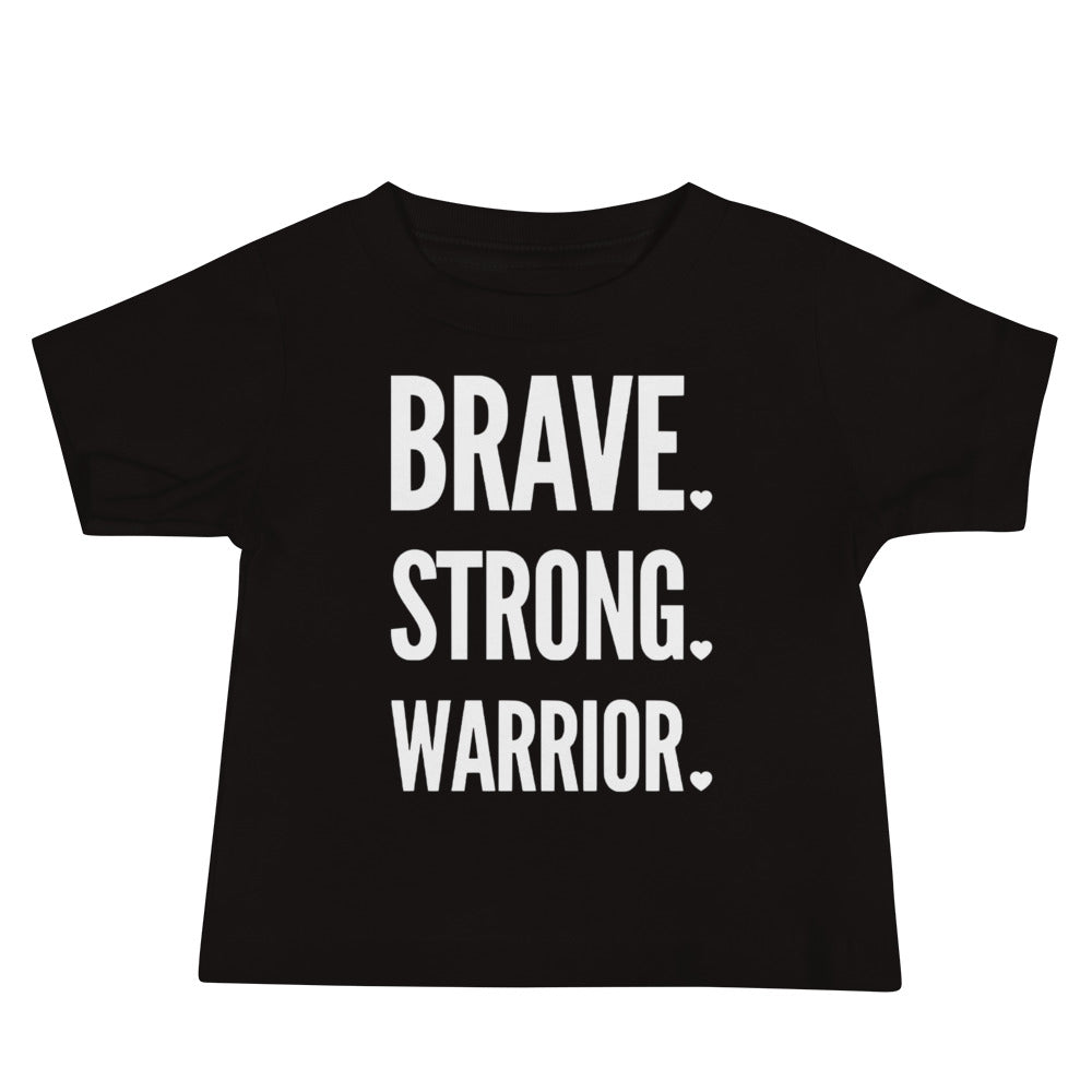 Brave. Strong. Warrior. White Text - Baby Jersey Short Sleeve Tee