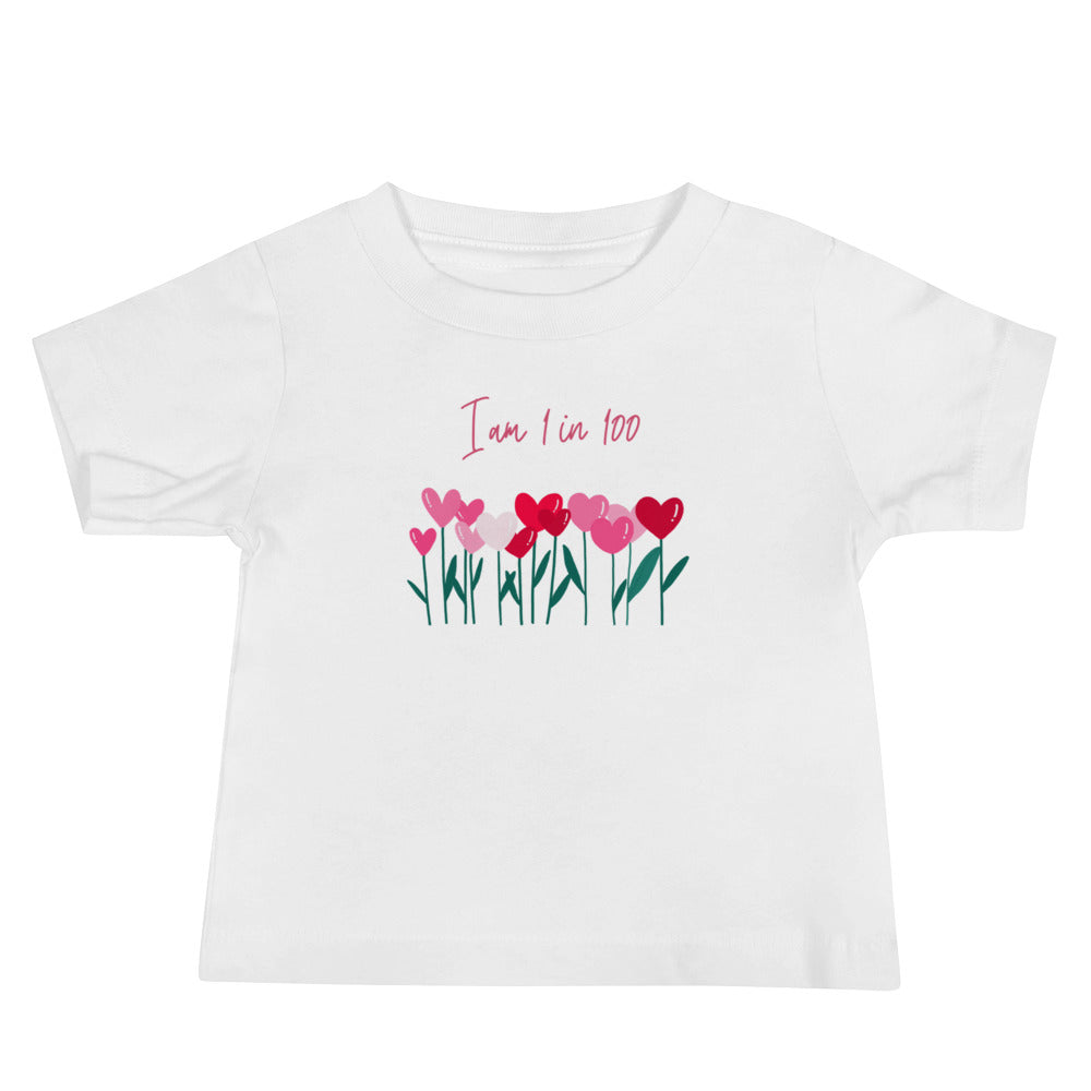 I am 1 in 100 Heart Flowers - Baby Jersey Short Sleeve Tee