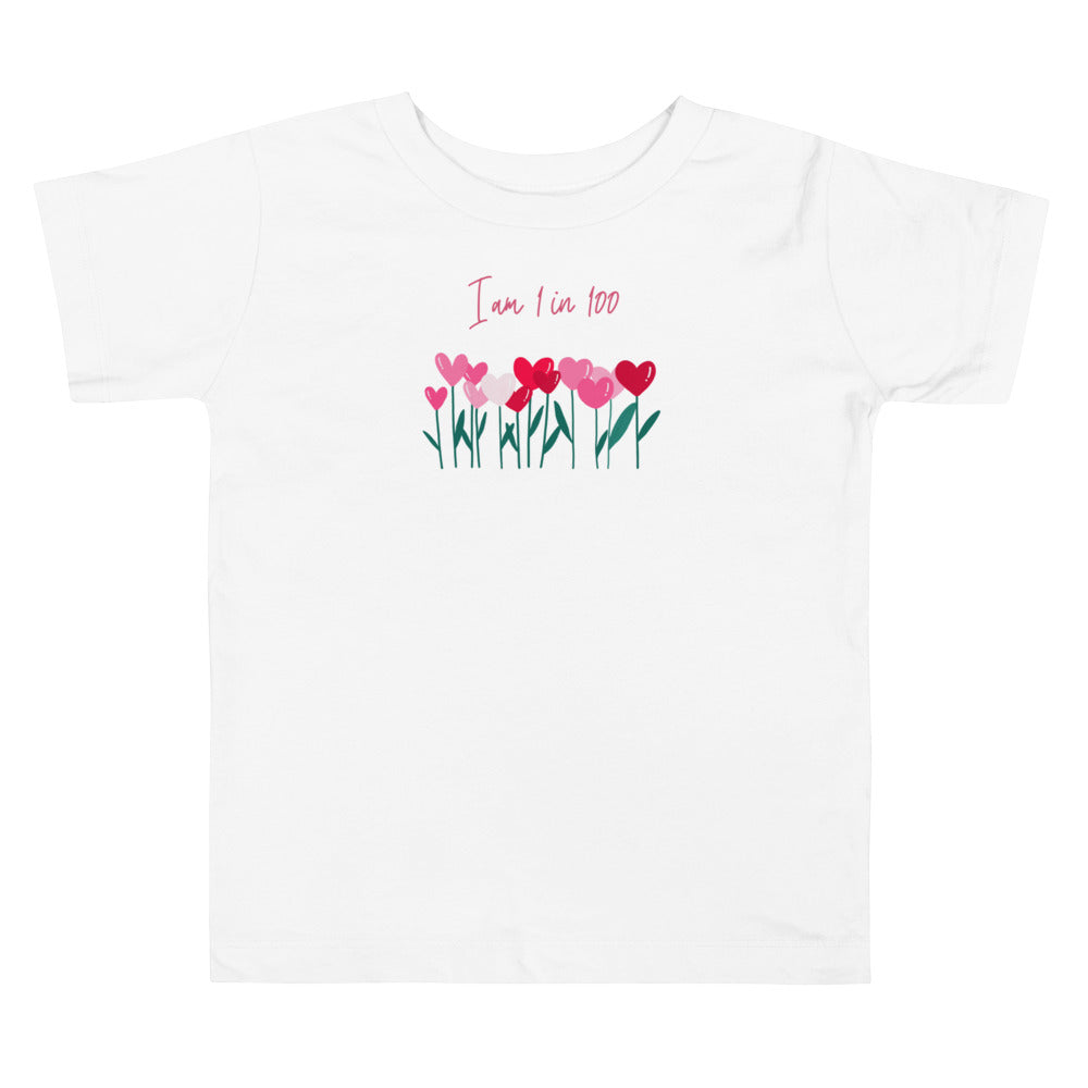I am 1 in 100 Heart Flowers - Toddler Short Sleeve Tee